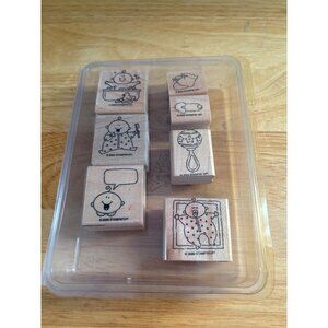 Stampin Up! Baby-Theme set of Wood Mount Rubber Stamps Rattle Birth Announcement